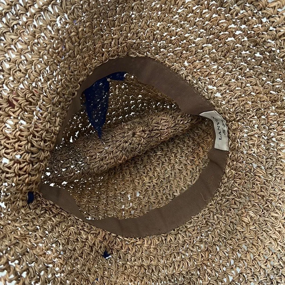 Vintage LANVIN raffia straw vacation sun bucket hat
